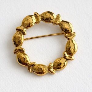 Vintage Givenchy Gold Tone Fish Nautical Wreath Brooch